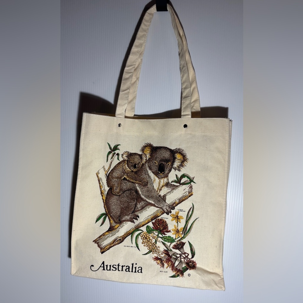 Koala Canvas Tote Bag with Floral Design - Picture 3 of 3